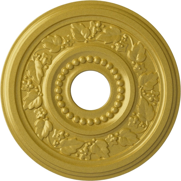 Ekena Millwork Genevieve Ceiling Medallion (Fits Canopies up to 3 1/2"), 16 1/8"OD x 3 1/2"ID x 7/8"P, Rich Gold CM16GNRGS - main